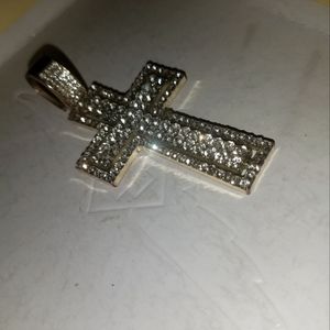 Lab created white sapphire cross pendant
